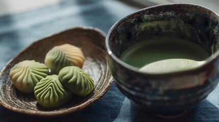 Matcha tea and traditional Japanese sweets