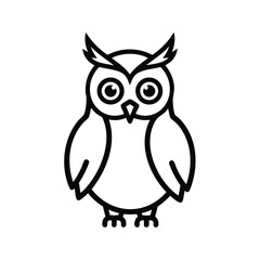 Stylized Line Drawing of a Wise Owl with Large Eyes and Prominent Ear Tufts in a Minimalist Artistic Style