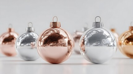 Festive Christmas Ornaments in Rose Gold, Silver, and Gold