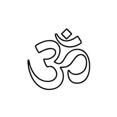 Symbolic representation of spiritual and religious significance with a stylized Om character in black outline on a