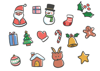 手書きの可愛いクリスマスイラストセット