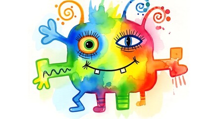 Watercolor Monster: A Burst of Colorful Creativity and Fun Art