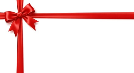 Elegant red ribbon and bow create a vibrant festive frame perfect for holiday greetings and promotional banners, adding a touch of celebratory charm