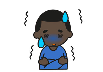 悪寒を感じて震える黒人男性