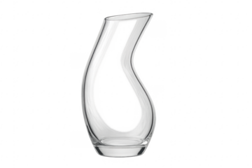 Empty glass wine decanter with a curved shape, ready for serving