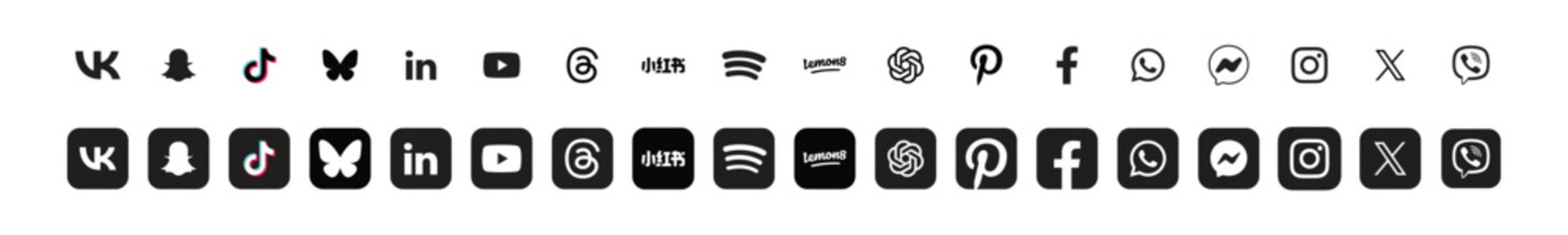 popular social media logos vector icon set of for editorial use	