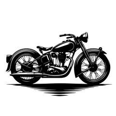 Obraz premium Black and white vector silhouette of a Vintage Motorcycle