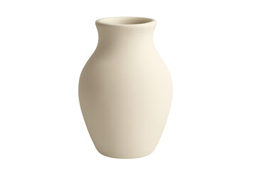 Beige ceramic vase for flowers, clear background