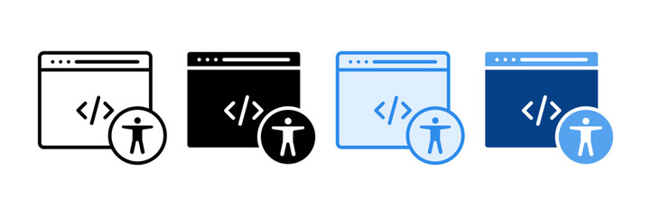 Accessible Coding Icon Set Multiple Style Collection