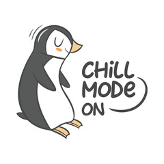 Chill Mode On – Penguin Quote Typography Design (Black & Sky Blue)