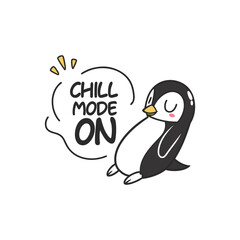 Chill Mode On – Penguin Quote Typography Design (Black & Sky Blue)