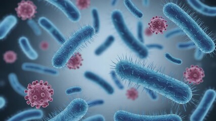 Engaging video of microscopic bacteria and viruses moving with dynamic action - Powered by Adobe