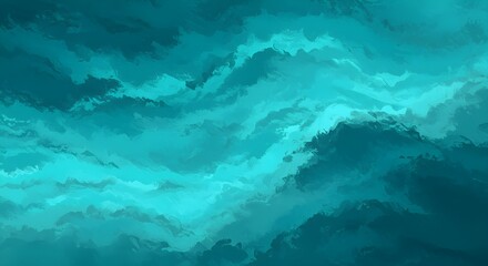 Abstract Ocean Waves in Turquoise Tones - Dynamic Fluid Art Background
