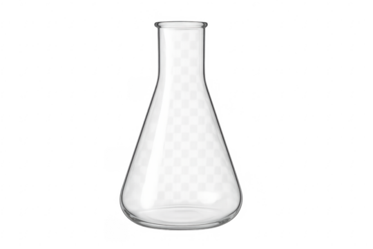 Empty glass erlenmeyer flask for chemistry experiments - Powered by Adobe