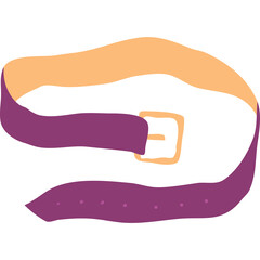 A Simple Flat Design Illustration of a Two-Tone Leather Belt with a Gold Buckle on a Transparent Background