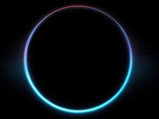 Obraz premium Minimal Neon Light Circle on Black Background with Subtle Blue and Pink Glow Symbolizing Infinity, Balance, and Futuristic Elegance in Modern Design