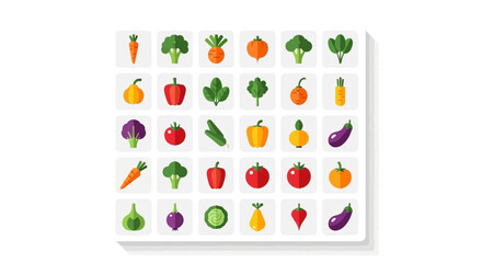 Fresh vibrant vegetable icon set for healthy eating promotions, perfect for farmers markets, organic food stores, and nutrition campaigns with scalable vector graphics