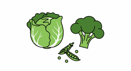 Fresh green cabbage, broccoli, and peas bursting with flavor, a perfect addition to a healthy diet, promoting wellness and vitality for everyday meals