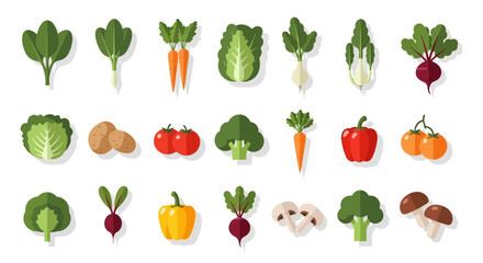 Farm-Fresh Flat Design Veggies for Healthy Recipes and Sustainable Eating, Perfect for Nutrition Guides, Food Blogs, and Restaurant Menus, Vector Origins