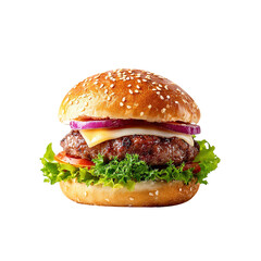 Classic juicy burger, isolated on white background.