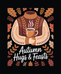 Thanksgiving Turkey Day Vector Illustration | Happy Thanksgiving Typography Design | Cute Turkey Character Graphic | Autumn Harvest Celebration | Fall Leaves and Pumpkin Feast Gobble Holiday Artwork