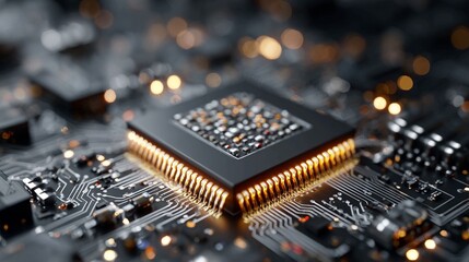 Experience the power of advanced technology with this stunning close-up of a cutting-edge microchip, perfect for illustrating innovation, data processing, and the future of computing