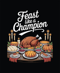 Thanksgiving Turkey Day Vector Illustration | Happy Thanksgiving Typography Design | Cute Turkey Character Graphic | Autumn Harvest Celebration | Fall Leaves and Pumpkin Feast Gobble Holiday Artwork