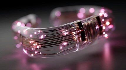 abstract, macro, technology, futuristic, glowing, lights, wires, copper, glass, pink, energy, modern, innovation, science, design, detail, bright, illumination, elegant, creative, concept