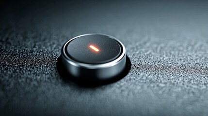 Glow of a single illuminated power button on a textured dark surface, symbolizing activation, start, and technological readiness for modern innovation and future progress
