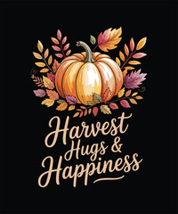 Thanksgiving Turkey Day Vector Illustration | Happy Thanksgiving Typography Design | Cute Turkey Character Graphic | Autumn Harvest Celebration | Fall Leaves and Pumpkin Feast Gobble Holiday Artwork