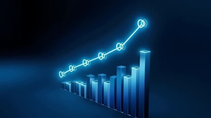 A rising chart growth progress success finance investment profit data analytics strategy surge neon growth financial chart rising bar line graph analytics blue glow data progress success investment - Powered by Adobe
