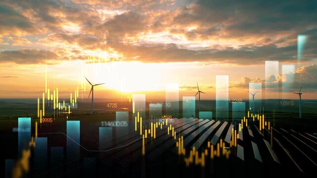 Green energy in full development.Increase in electricity prices on the world market.Growth clean power, green technology, environmental progress, and renewable investment success.