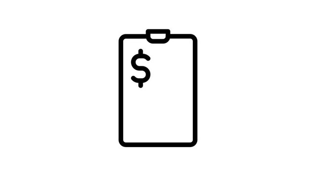 Financial report document icon animation on white background