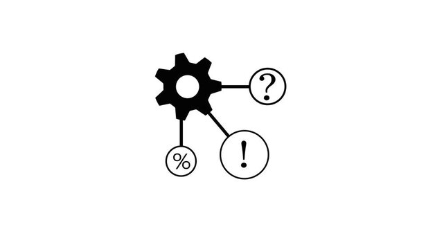 Gear management icon. gearwheel rotating with different logo icon animation.