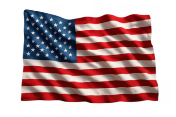 United states flag waving, representing patriotism and national pride on transparent background
