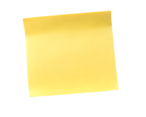 A single yellow sticky note isolated on transparent background