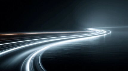 Dynamic abstract light trails create a sense of speed and motion, perfect for technology and futuristic concepts, with a sleek, modern aesthetic and striking visual impact for cutting-edge designs