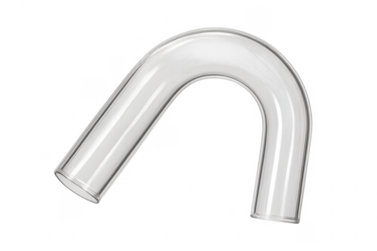 Glass u-shaped tube laboratory equipment on transparent background