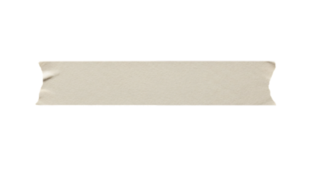 A single horizontal strip of beige adhesive masking tape isolated on a plain white background.