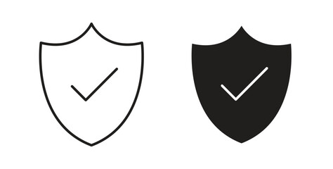 Shield check icon concept. Logo symbol for web and mobile. Pixel Perfect.