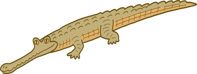 cartoon illustration of a gharial.