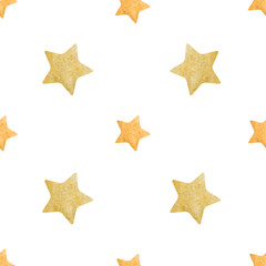 Yellow cute flowers. Watercolor illustration. Seamless pattern for cards and invitations, isolated on white background. For children's parties, birthday, wedding, gender parties, New Year or Christmas