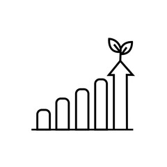 Growth Chart Icon with Leaf Arrow – Business and Sustainability Symbol