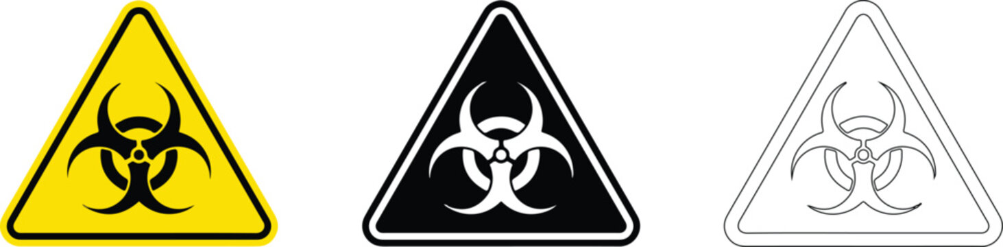 Biohazard vector icon isolated on white background &mdash; toxic hazard warning symbol for safety, contamination, and laboratory caution design