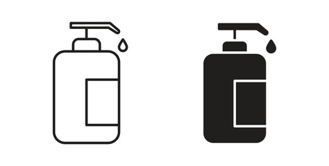 Liquid soap bottle icon concept. Logo symbol for web and mobile. Pixel Perfect.