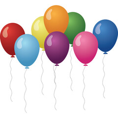 A Vibrant Assortment Of Multicolored Balloons Floating Gracefully Against A Transparent Background Perfect For Celebrations And Party Decorations