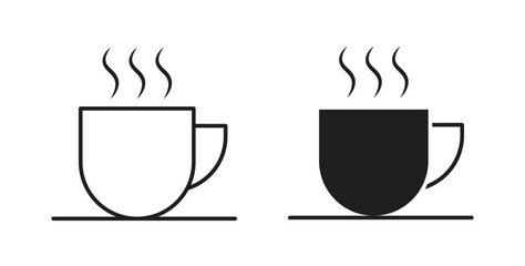 Hot coffee cup icon concept. Logo symbol for web and mobile. Pixel Perfect.
