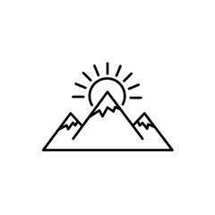 Mountain Sunrise Icon – Minimal Line Nature Symbol
