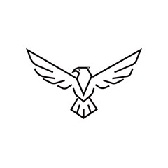 Eagle Bird Icon – Minimal Line Vector with Outstretched Wings