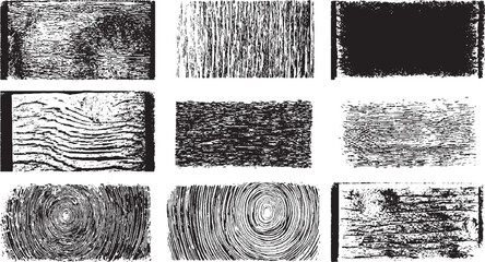 Black and white abstract textures depicting various wood grain patterns and tree rings.